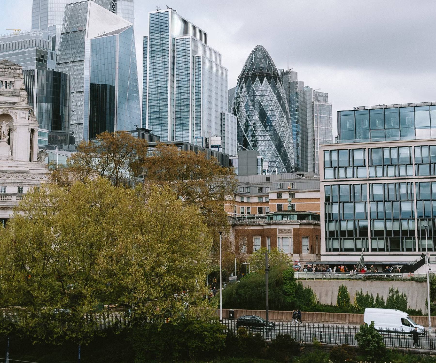 The City of London skyline at dusk
